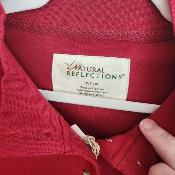 Natural Reflections NWT 1X Red long sleeve cotton blend casual top - Picture 2 of 7